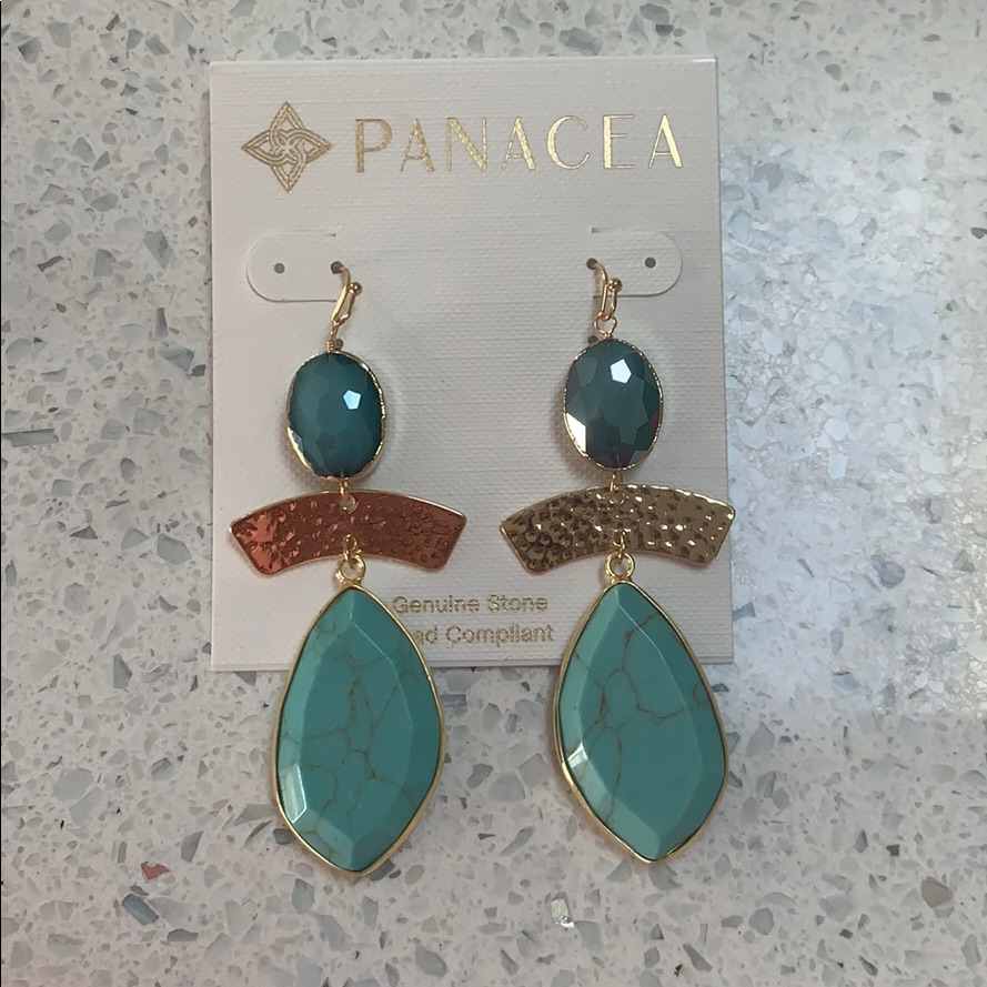 Turquoise And Gold Drop Statement Earrings 9$
